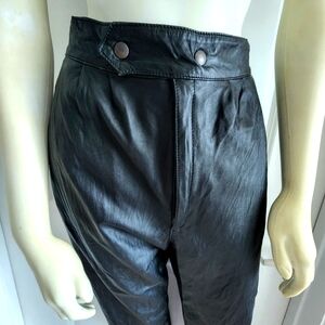 Gasparr Vera Pelle Genuine Leather Pants Size W32 L40 Pleated Front Womens Black